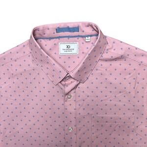 7Diamonds Button Down Shirt Mens Medium Pink Blue 4-Way Stretch Short Sleeve